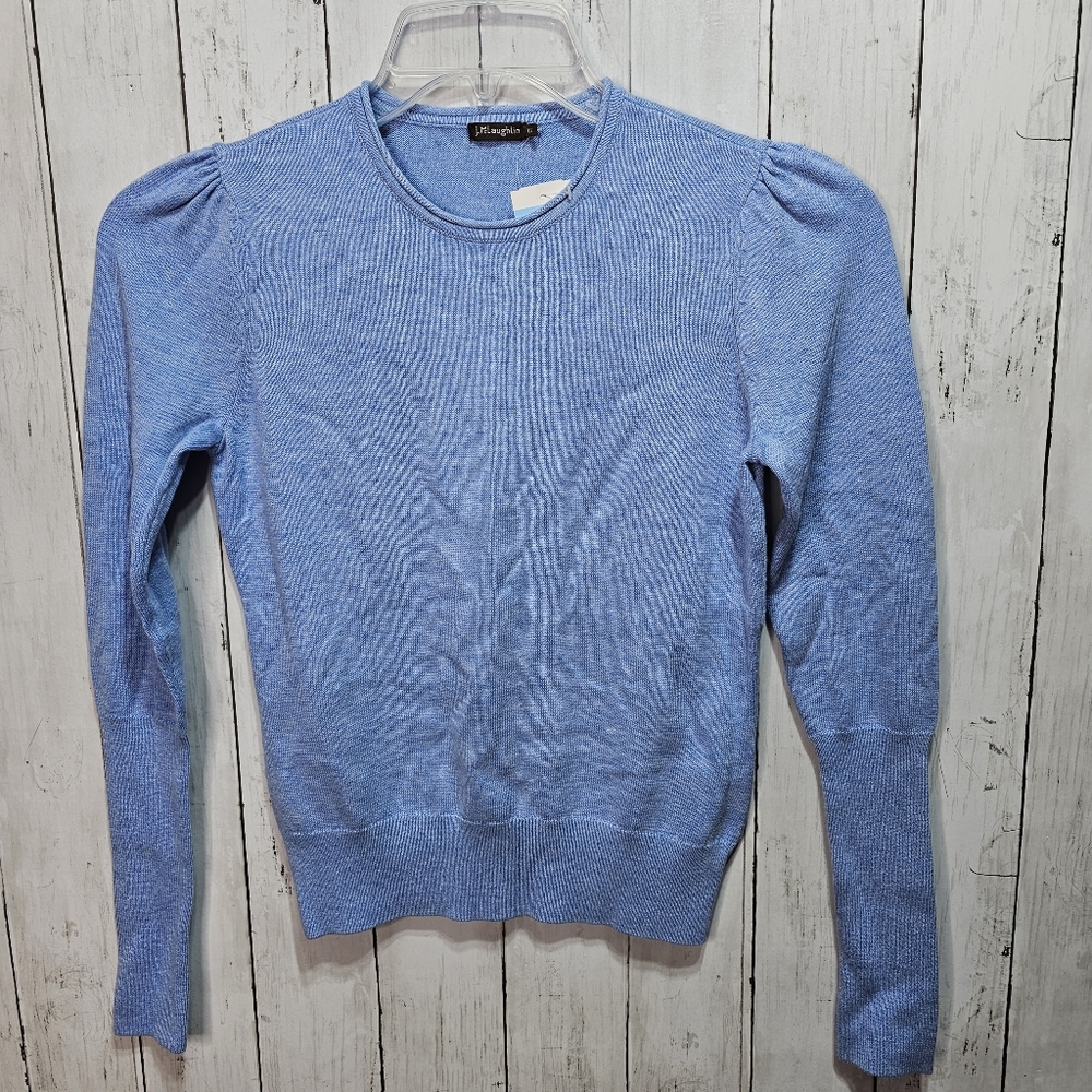 NWT J. McLaughlin Women's Stellen Blue Cotton Cashmere Blend L/S Sweater Size XS